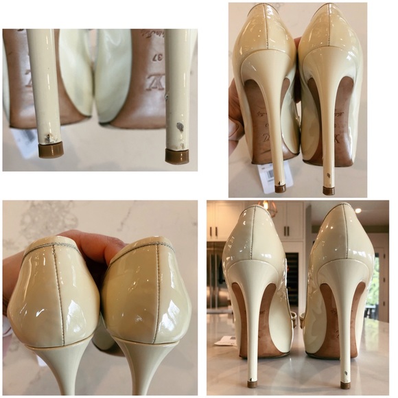 LOUIS VUITTON LV Ivory Damier Azul Valentine 
Check Bow Patent & Canvas Pumps 37 - Picture 16 of 16